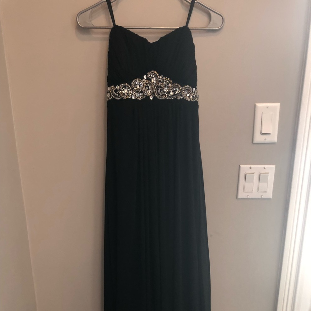 Black Maxi Strapless Beaded Dress